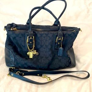 Coach "CC" Monogram Shoulder Bag. Black and gold